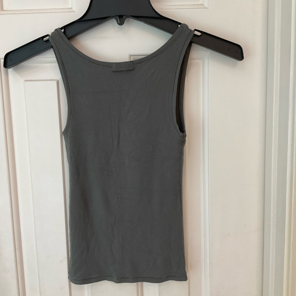 Skims Cotton Ribbed Top and Leggings, Gray, Fading of the leggings, Sz S - Picture 10 of 16